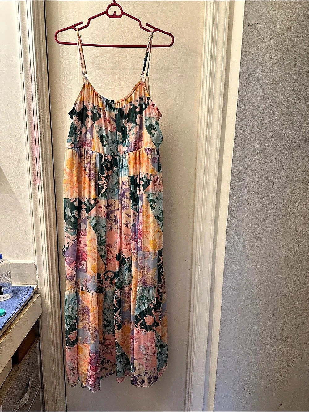Lane Bryant Floral Maxi Dress Pink & Green Size 18
